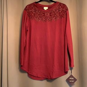 Burgundy long sleeve top